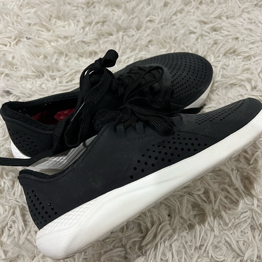 CROCS Black and White Sneakers with Breathable Design